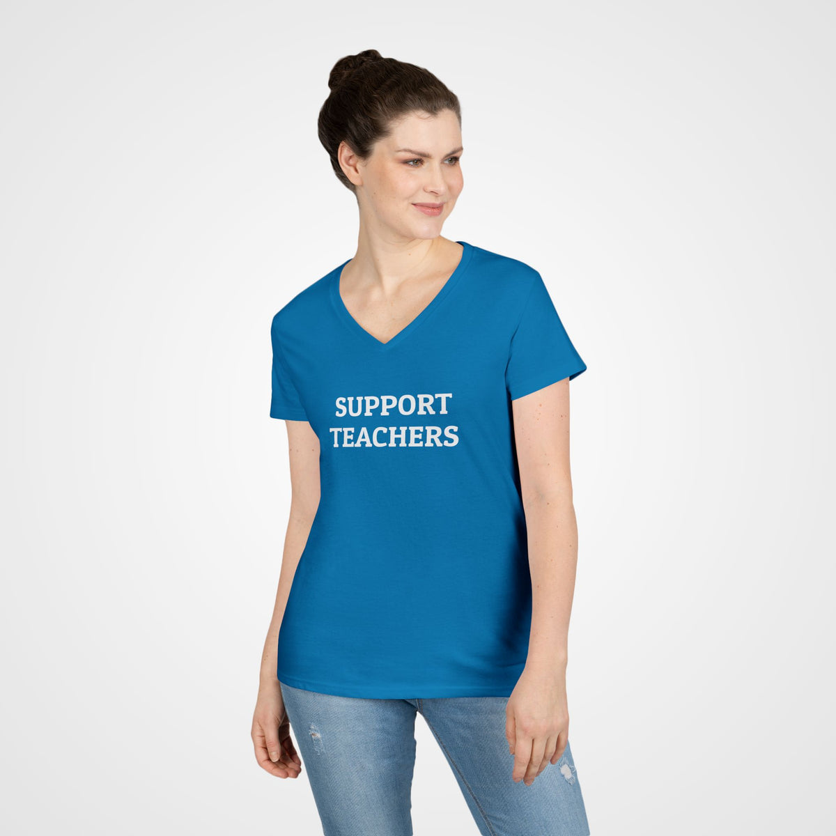 Support Teachers Women's V-Neck Tee