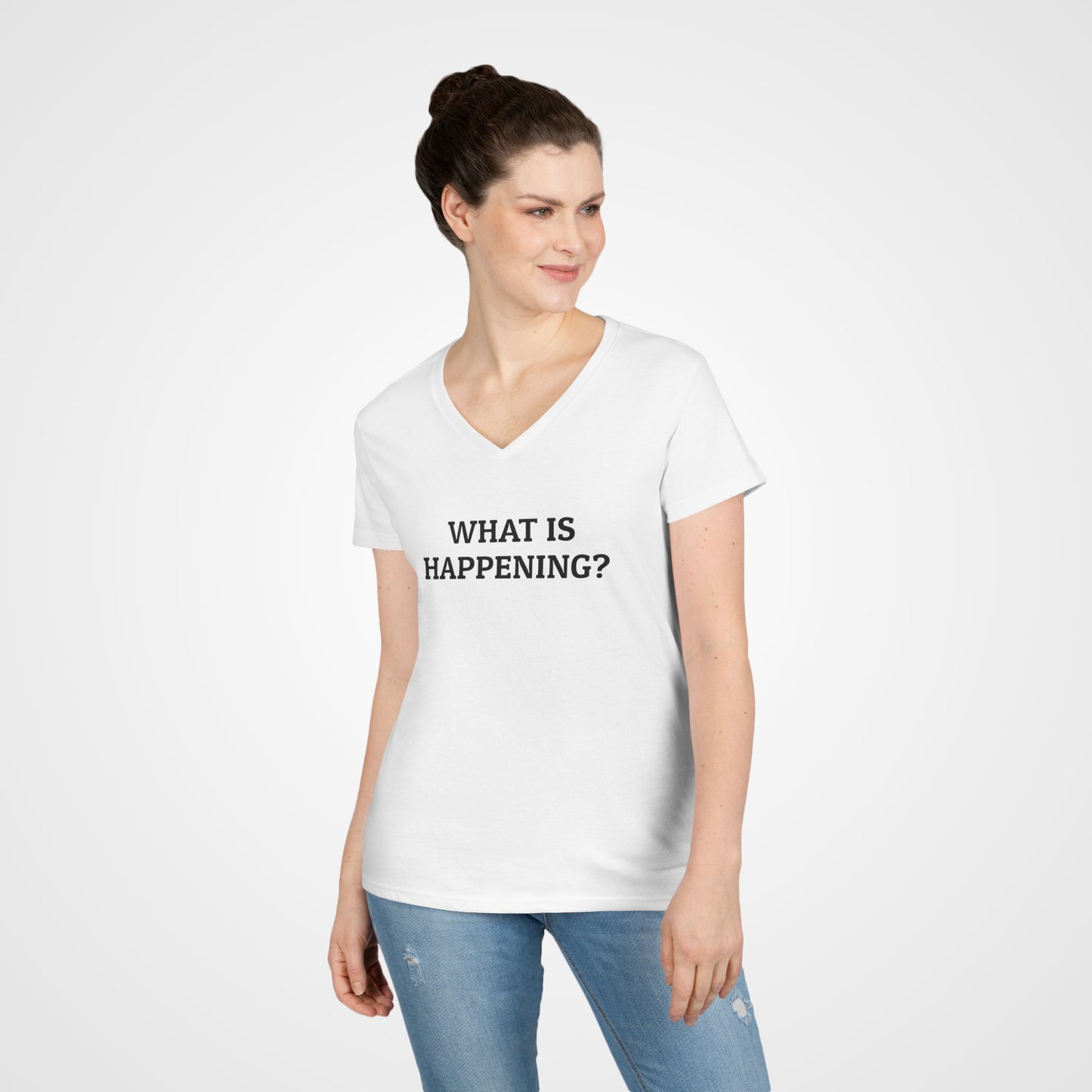 What Is Happening Women's V-Neck Tee