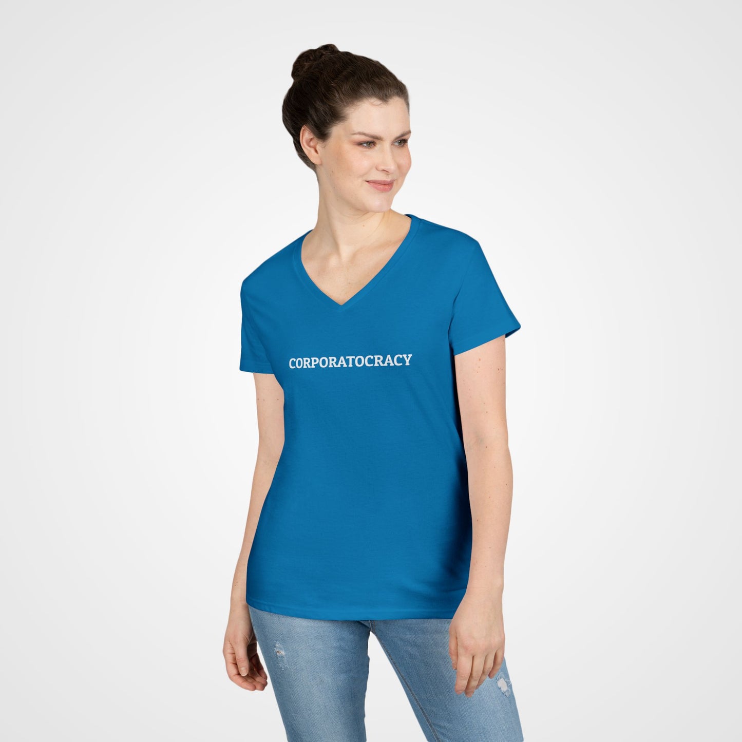 Corporatocracy Women's V-Neck Tee