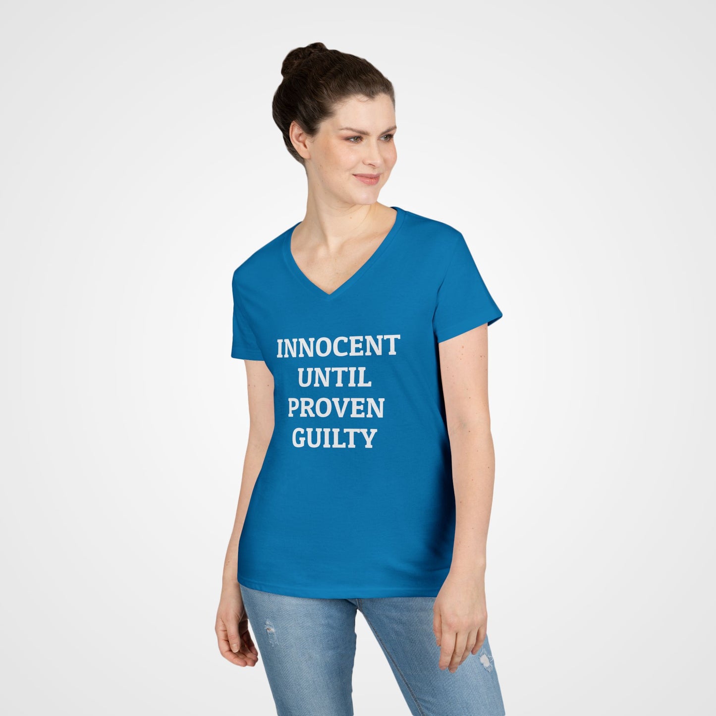 Innocent Until Proven Guilty Women's V-Neck Tee
