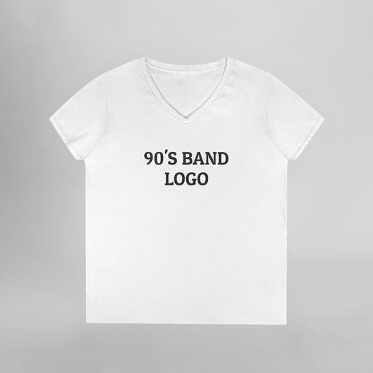 90's Band Logo Women's V-Neck Tee