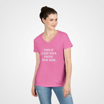 This Is Class War. Know Your Side. Women's V-Neck Tee
