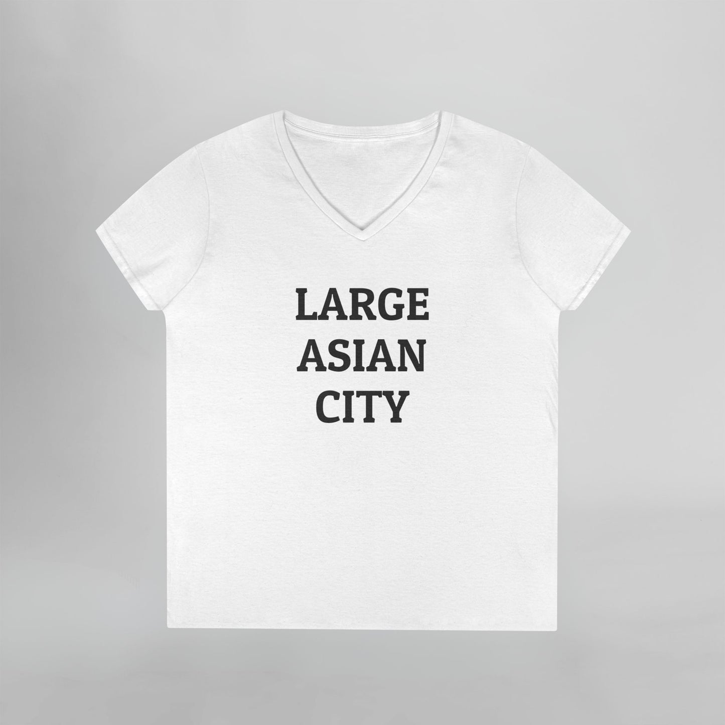 Large Asian City Women's V-Neck Tee