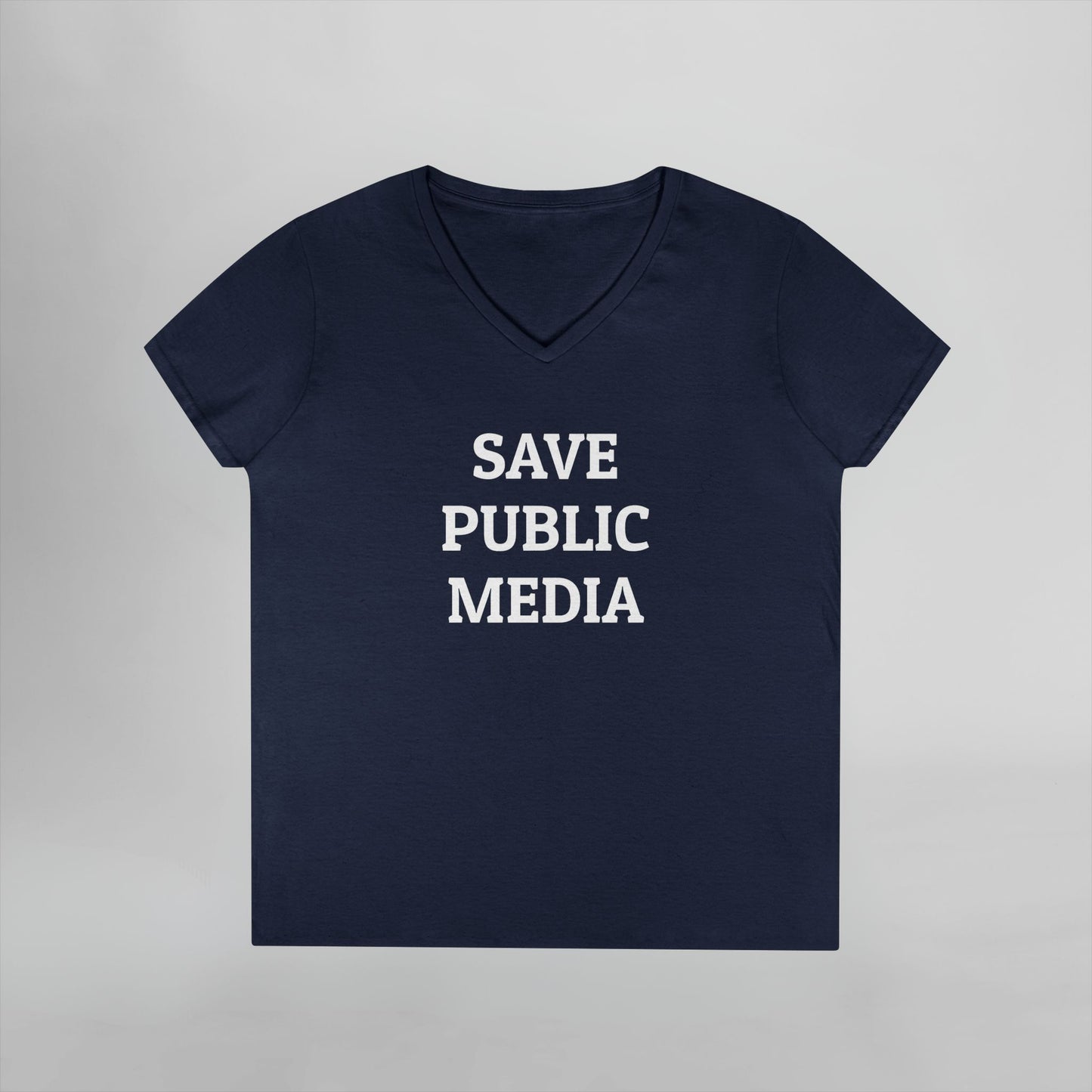 Save Public Media Women's V-Neck Tee