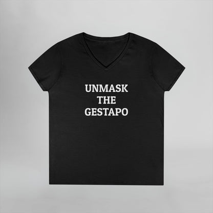 Unmask the Gestapo Women's V-Neck Tee