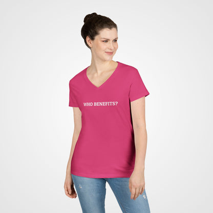 Who Benefits Women's V-Neck Tee