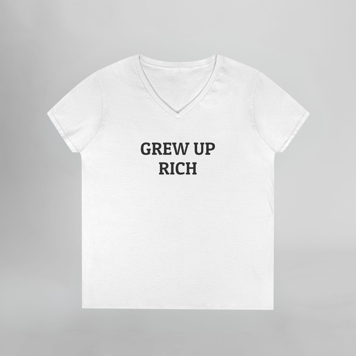 Grew Up Rich Women's V-Neck Tee