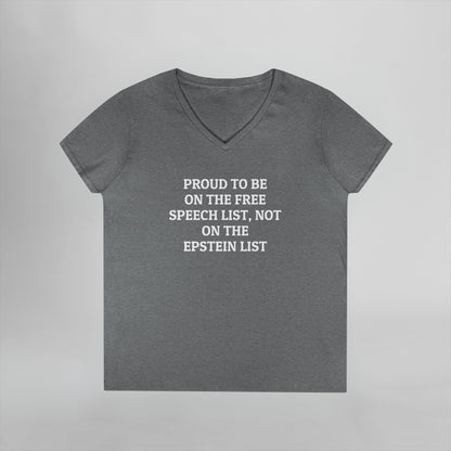 Proud to be on the Free Speech List Not on the Epstein List Women's V-Neck Tee