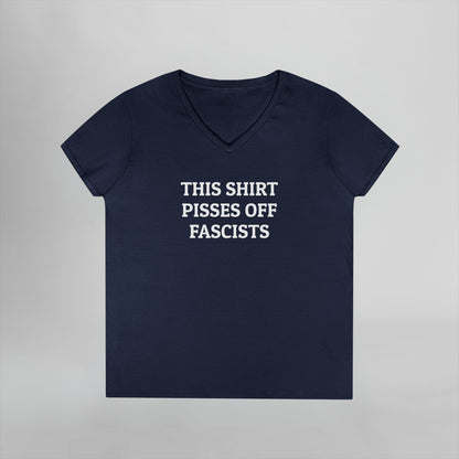 This Shirt Pisses Off Fascists Women's V-Neck Tee