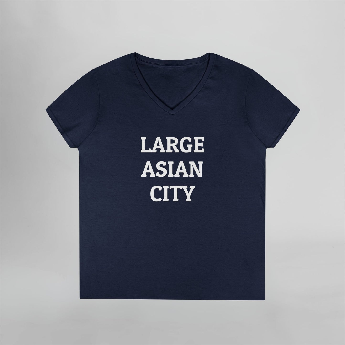 Large Asian City Women's V-Neck Tee