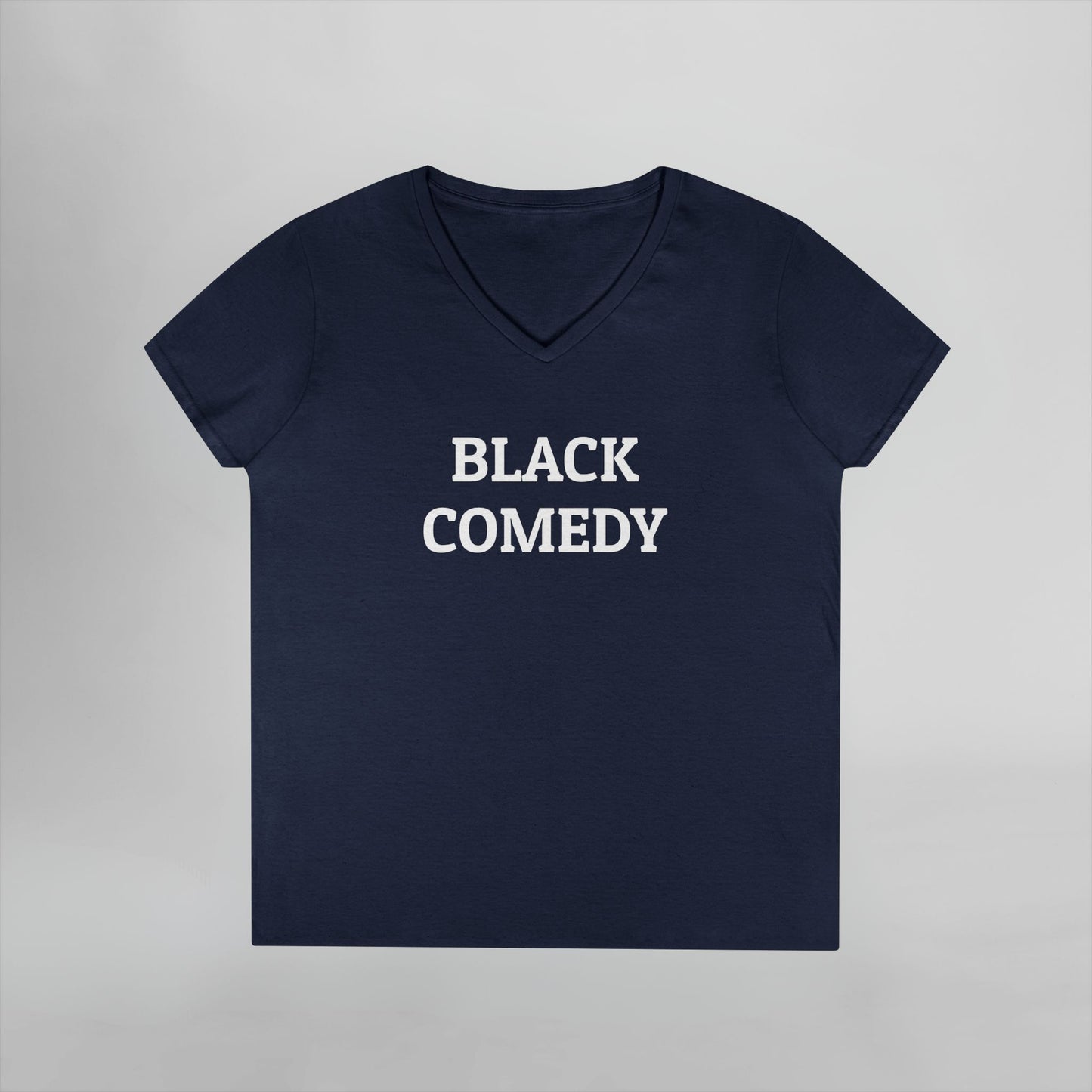 Black Comedy Women's V-Neck Tee
