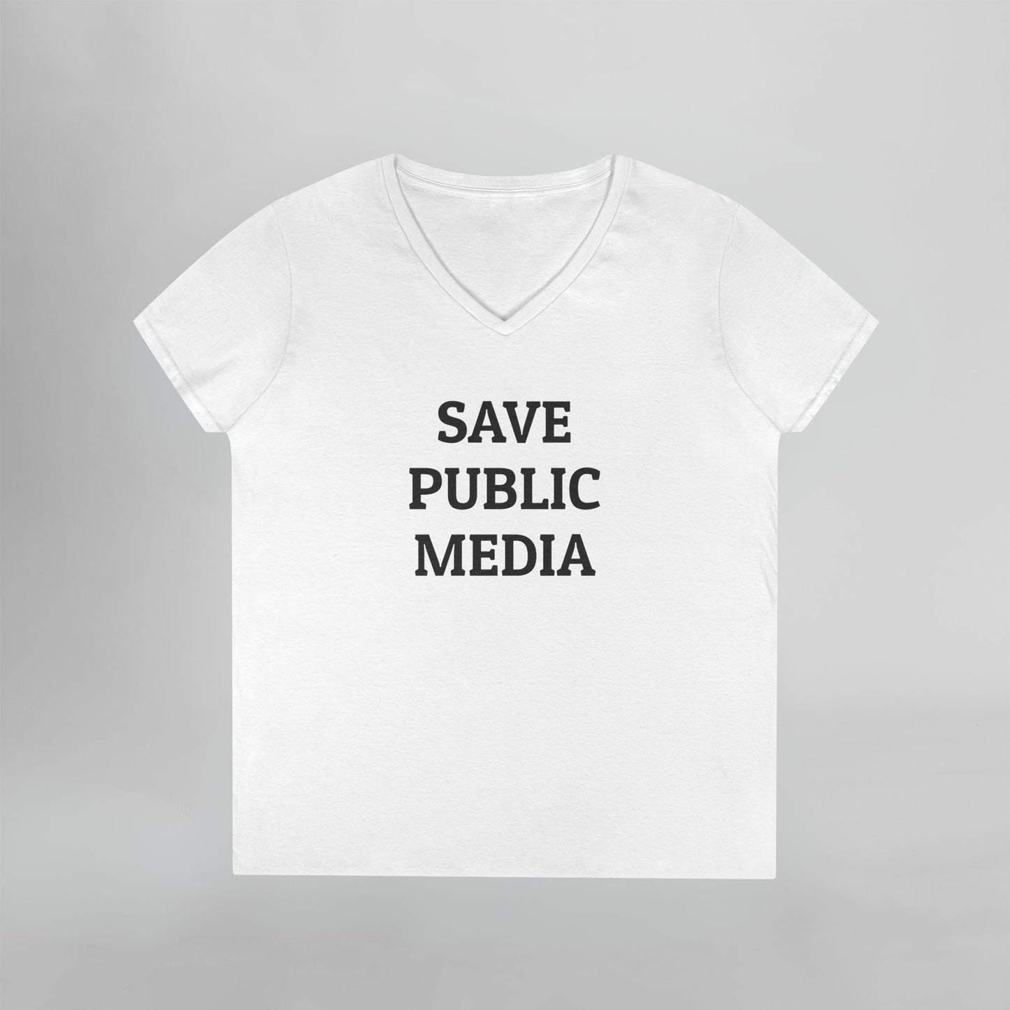 Save Public Media Women's V-Neck Tee