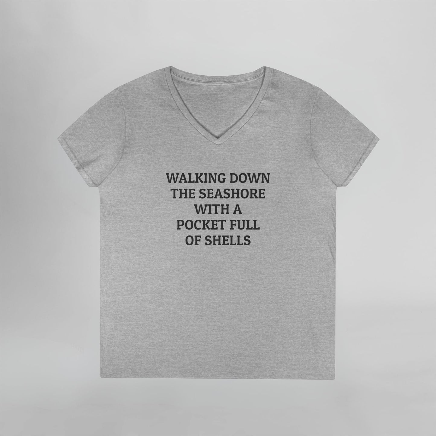 Walking Down the Seashore With a Pocket Full of Shells Women's V-Neck Tee