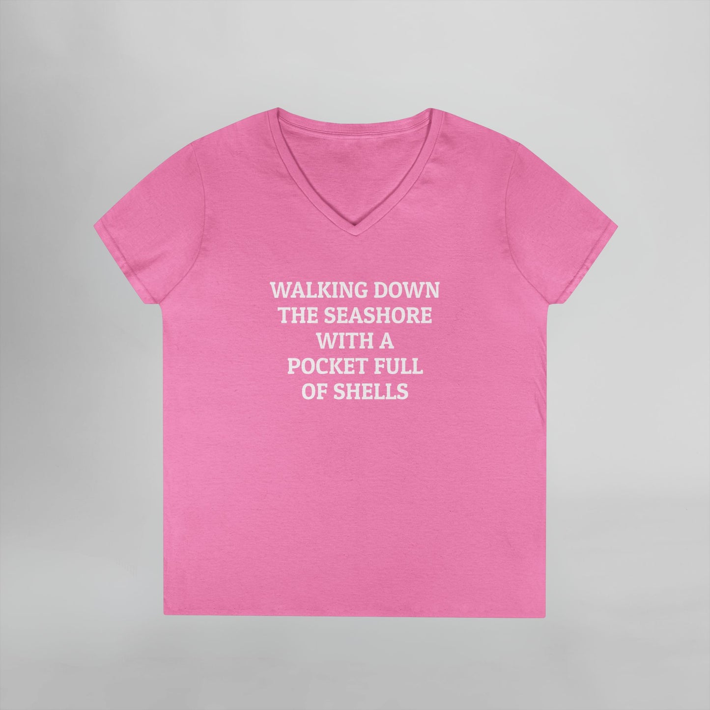 Walking Down the Seashore With a Pocket Full of Shells Women's V-Neck Tee