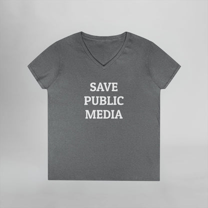 Save Public Media Women's V-Neck Tee