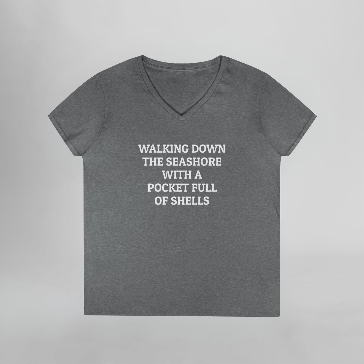 Walking Down the Seashore With a Pocket Full of Shells Women's V-Neck Tee