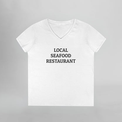 Local Seafood Restaurant Women's V-Neck Tee
